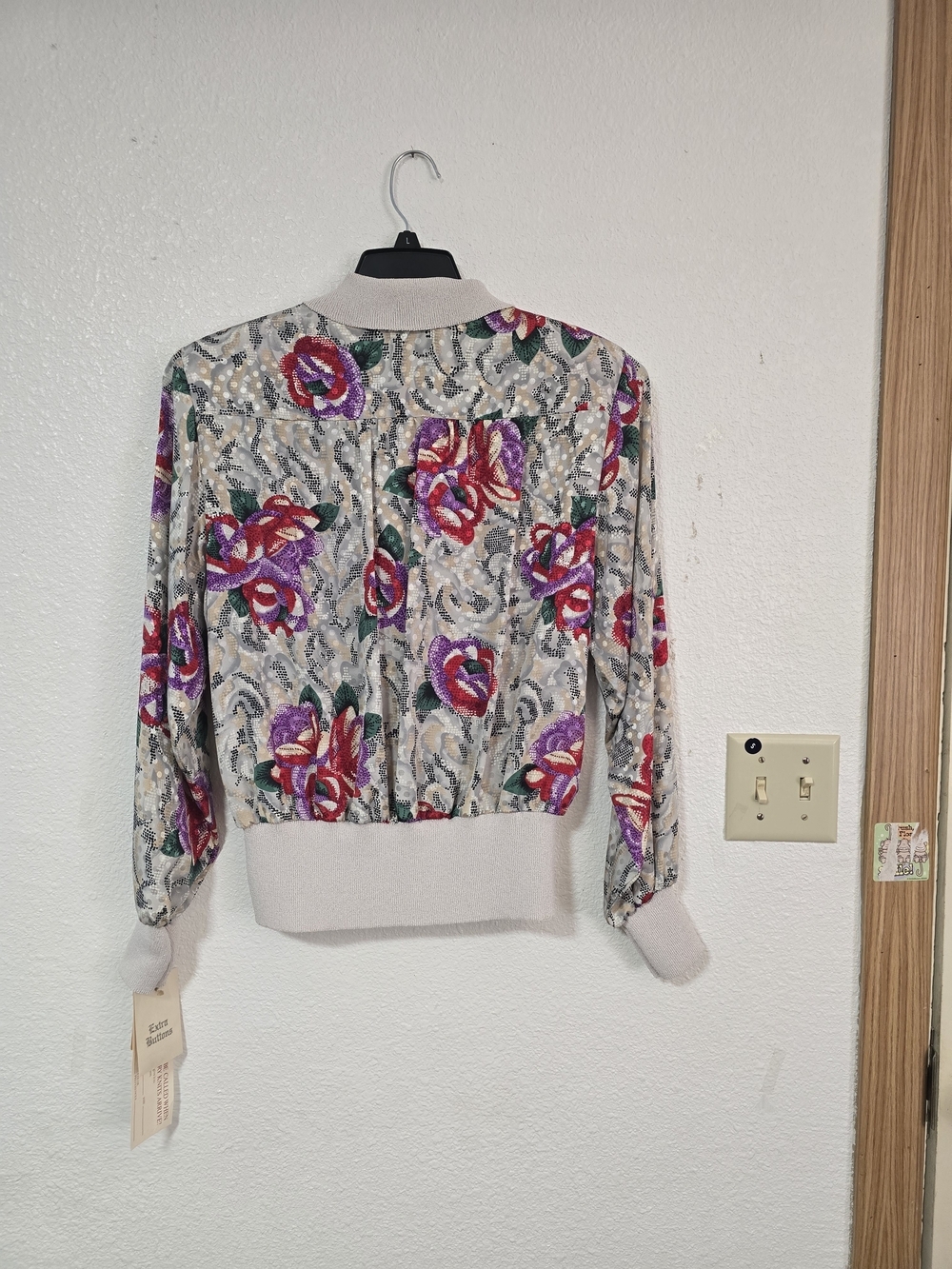 NWT Vintage 80s Castleberry Floral Knit Polo Blouse Size 14 Made in USA Deadstoc - Picture 9 of 11